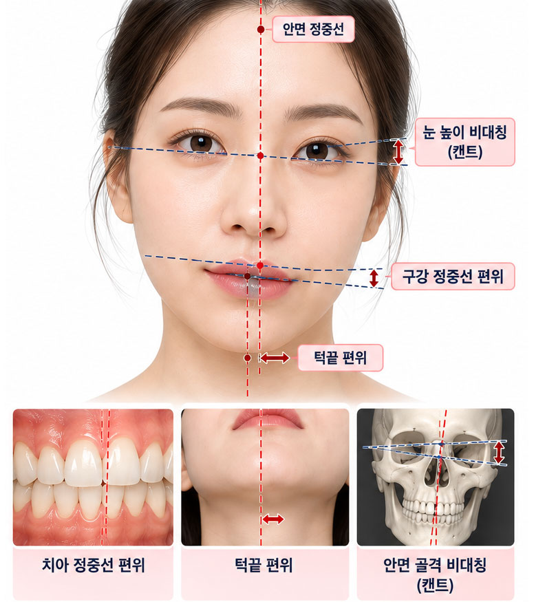 안면비대칭 도해