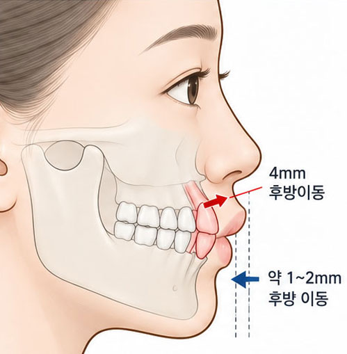 같은 치아이동량 — 평균적인 변화